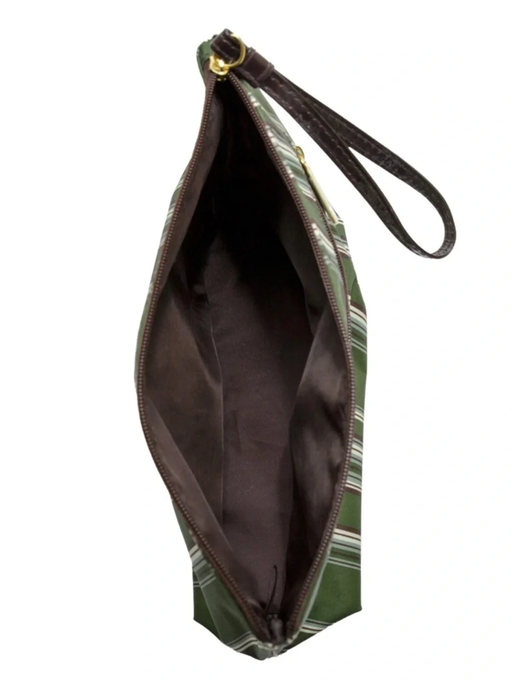 Estée Lauder Cosmetic Bag Makeup Travel Case Green Brown Striped NEW